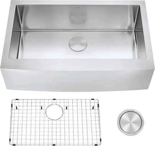 Miniatura 15 de ZUHNE Fregadero de cocina de acero inoxidable (delantal frontal de 36 pulgadas, cuenco individual calibre 16)