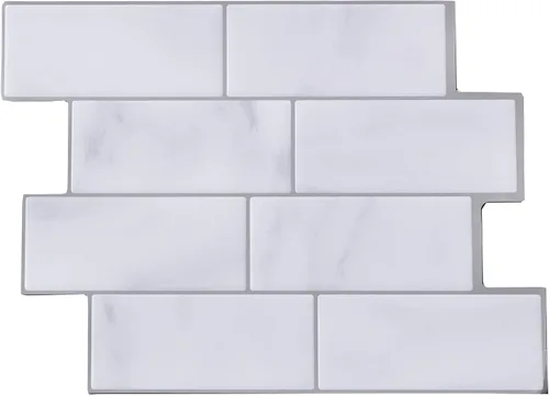 Miniatura 7 de Tack Tile Pelar y pegar protector contra salpicaduras de vinilo (mosaico mixto gris)