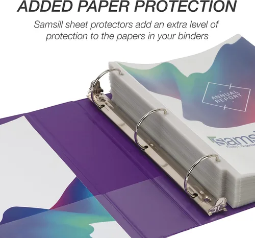 Miniatura 254 de Samsill - Carpeta duradera de 5 pulgadas, fabricada en los Estados Unidos, con anillos en D, transparente y personalizable, color blanco