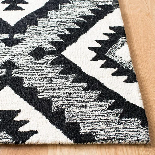 SAFAVIEH Aspen Collection - Alfombra decorativa de 2 x 3 pies, carbón y negro, lana hecha a mano, ideal para zonas de alto tráfico en entrada, sala