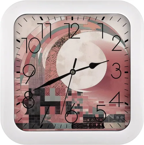 Miniatura 23 de 10" Square Modern Wall Clock,American Flag Skull Print Kitchen Clocks Wall Battery Operated,Silent Non Ticking Unique Funny Cute Wall Clock for