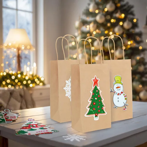 Miniatura 2 de Juvale Mini bolsas de regalo marrones con asas, paquete de 50, 3.5 x 2.4 x 7 pulgadas, mini bolsas de papel para minoristas, recuerdos de fiesta