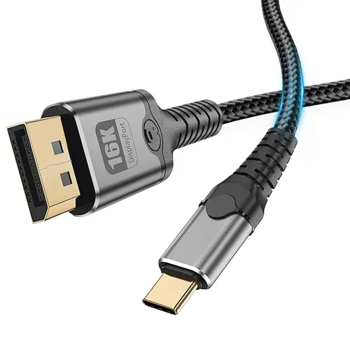 Miniatura 9 de MaxRenard Cable USB C a DisplayPort de 3.3 pies, 8K a 60 Hz y resoluciones de 4K/2K a 240Hz, DisplayPort dual 1.4 a USB C compatible con cable