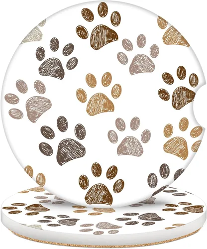 Miniatura 8 de Paquete de 2 Posavasos de Coche para Portavasos, Posavasos Universales de Cerámica de Piedra Absorbentes de 2.56" con Base de Corcho Antideslizante