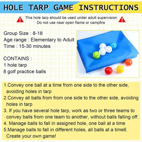Miniatura 5 de Kathfly Blue Hole Canvas - Juego de construcción de equipos de 98 x 70 pulgadas, divertido juego de construcción de equipos para trabajar con 8 Azul