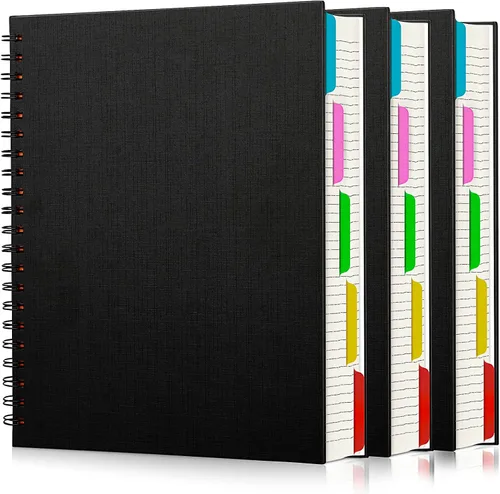 Miniatura 8 de EUSOAR - Cuaderno en espiral de tapa dura para universidad, rayado, paquete de 3 cuadernos A5 de 5.5"x8.3", con 5 divisiones, para escritura, tapa