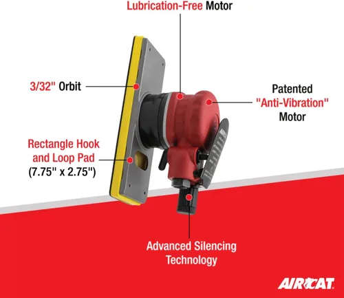 Miniatura 2 de AIRCAT Herramientas neumáticas 6700-JBS-332: Lijadora Jitterbug, órbita de 3/32 pulgadas, 10,000 RPM
