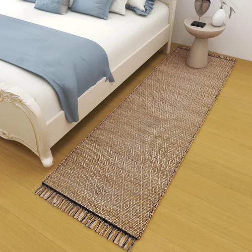 Miniatura 6 de Eco Crave Alfombra de pasillo de yute de 2,6 x 8 pies – Alfombra de diseño geométrico 100% natural de yute trenzada a mano, alfombra de acento