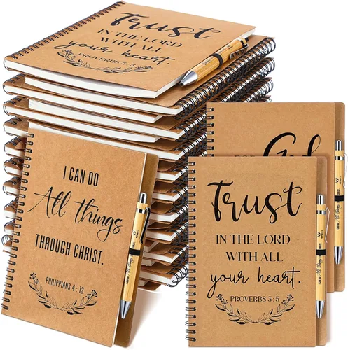 Sayglossy 40 unidades de regalos cristianos a granel para el día de la madre, cuaderno inspirador en espiral, versículo bíblico, bolígrafo pequeño