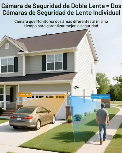 Miniatura 3 de ANRAN Paquete de 2 Cámaras de Seguridad Solar de Doble Lente Inalámbricas para Exteriores - Gran Angular Fijo de 3MP + PTZ con Vista de 360°, Cámara