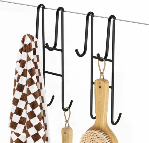 Miniatura 9 de Cerbonny Ganchos para puerta de ducha, paquete de 2 ganchos dobles para toallas de baño, puerta de ducha de vidrio sin marco, colgador de baño
