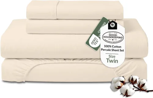Miniatura 12 de ROYALE LINENS Juego de sábanas 100% algodón orgánico tamaño individual XL, tejido percal, juego de 3 piezas, 1 encimera, 1 sábana bajera de bolsillo