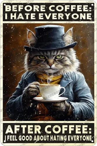 Miniatura 19 de Cartel de café con texto en inglés «Because Murder Is Wrong», póster metálico de 16 x 12 pulgadas CAFÉ CAT 3