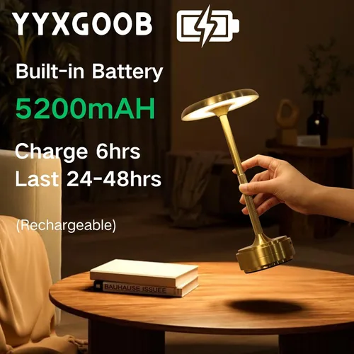Miniatura 4 de Lámpara de mesa LED portátil inalámbrica, recargable con sensor táctil, regulable de tres niveles, adecuada para el hogar, oficina, dormitorio