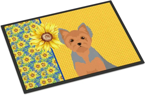Miniatura 24 de Caroline's Treasures WDK5313MAT Airedale Terrier - Tapete para puerta delantera de 18 x 27 pulgadas, diseño de girasoles de verano, para entrada