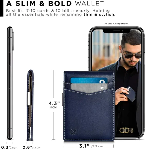 Miniatura 3 de SERMAN BRANDS Money Clip Wallet - Mens Wallets slim Front Pocket RFID Blocking Card Holder Minimalist Mini Bifold