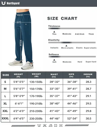 Miniatura 7 de NORTHYARD Pantalones deportivos para correr para hombre, pantalones de gimnasio ligeros, pantalones de correr con dobladillo abierto