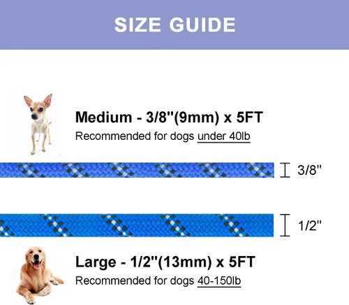 Miniatura 6 de Correa deslizante de 5 pies para perro, correa de cuerda resistente para perros pequeños, medianos y grandes, correa de entrenamiento sin tirones