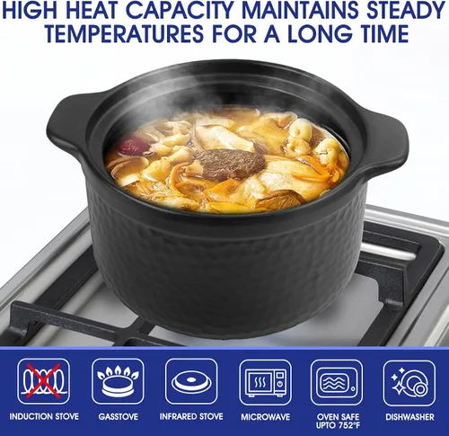 Miniatura 2 de Olla de arcilla resistente - Sustituye tanto a un horno holandés como a una olla (4.5 cuartos de galón)