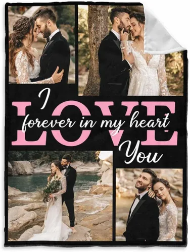Miniatura 19 de InterestPrint Manta de fotos personalizada para pareja, novio, novia, manta personalizada de 6 fotos, manta personalizada de aniversario y boda