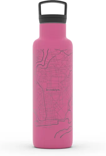 Miniatura 120 de Well Told Botella de agua aislada con mapa de Washington DC grabado, botella de acero inoxidable grabada (21 onzas, blanco) botella aislada de mapa