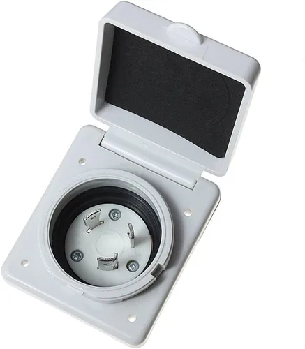 Malxs Entrada de Alimentación para Orilla 125V 30 Amp Adaptador RV Excelente Reemplazo para Remolque, RV, Autocaravana NEMA L5-30R - Conector de