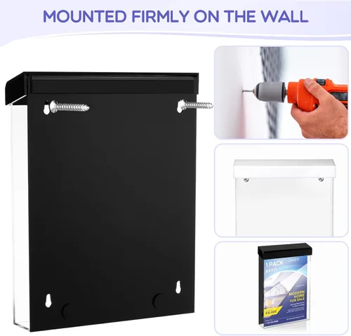 Miniatura 4 de Thyle Soporte para folletos para exteriores de 8.5 x 11 pulgadas con tapa, caja de literatura acrílica para montaje en pared, impermeable