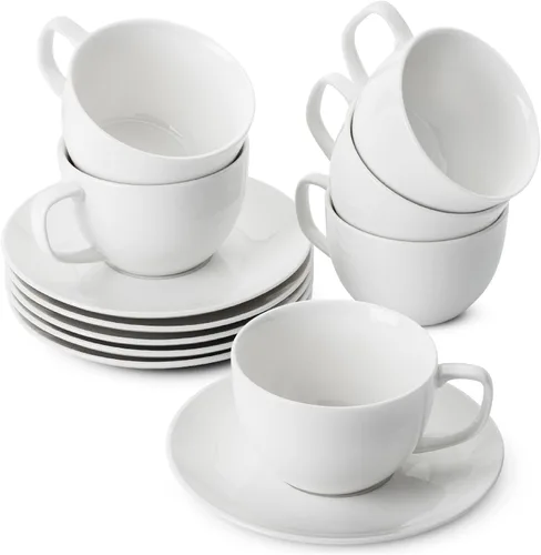 Miniatura 8 de BTaT Tazas de té y platillos de porcelana - 6 onzas, negro, juego de 6, adultos