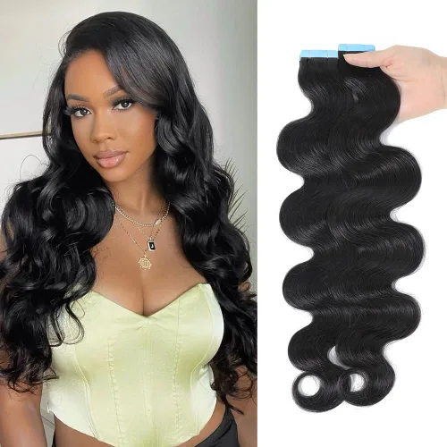 Miniatura 8 de HUA 40 extensiones de cabello humano con cinta, extensiones de cabello humano ondulado invisible, extensiones de cabello humano real con cinta