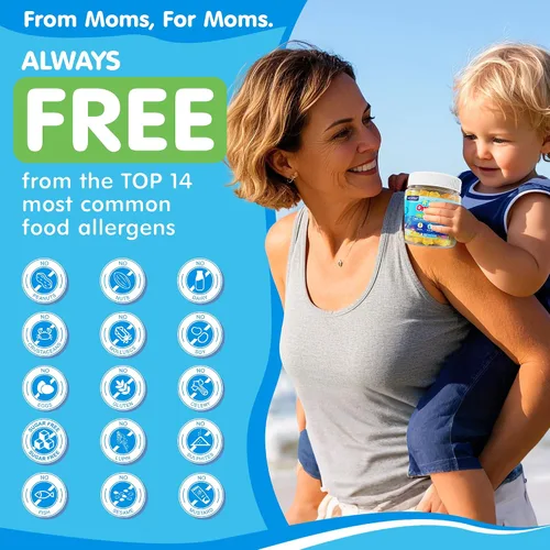 Miniatura 9 de Gomitas Omega 3 para niños + calcio 400 mg + vitamina D3 K2 + C, Omega-3 DHA y suplemento EPA – Sin eructos de pescado, sin azúcar – Omega 3