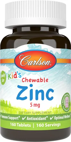 Miniatura 10 de Carlson - Zinc masticable para niños, 5 mg, soporte para la salud, sabor natural de bayas mixtas, 84 tabletas