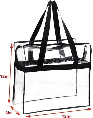 Miniatura 4 de Bolsa transparente aprobada para estadios, bolsa transparente de seguridad para estadios, viajes y gimnasio, 12 x 6 x 12 pulgadas