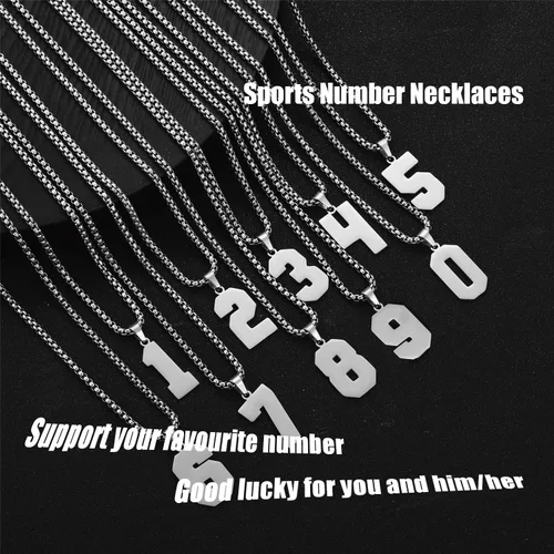 Miniatura 5 de SKQIR Number Necklace for Men Black Baseball Jersey Number Pendant for Boys Athletes Number Chain Pandent for Boys Sport Stainless Steel necklace