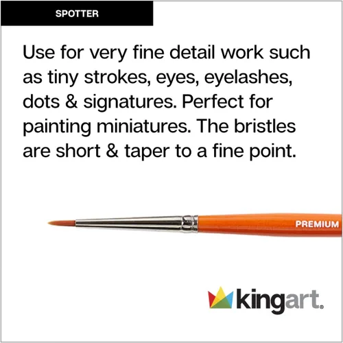 Miniatura 4 de KINGART Premium Radiant 6650-3/0 Spotter Series - Cepillo para artista, pelo sintético Taklon, mango corto, para pintura acrílica, óleo y acuarela