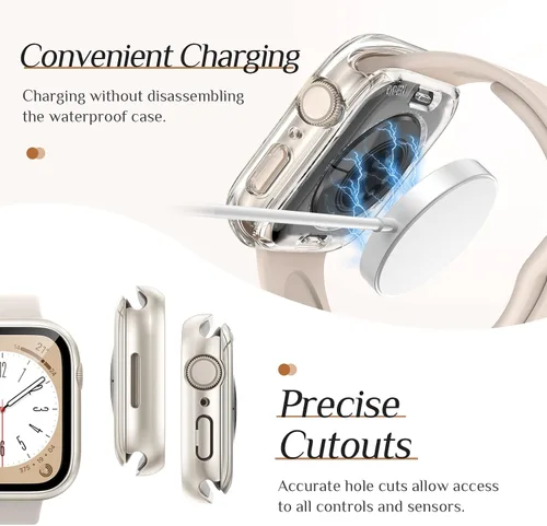 Miniatura 5 de Goton - 2 fundas para protector de pantalla de Apple Watch de 40 mm, series 6/5/4, SE 3/2/1, funda de protección de PC impermeable con vidrio