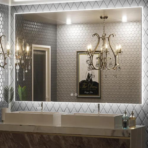 Miniatura 25 de Keonjinn Espejo de baño LED de 24 x 32 pulgadas con retroiluminación, antiniebla, CRI90+ HD regulable sin escalones, alto lumen, montaje en pared