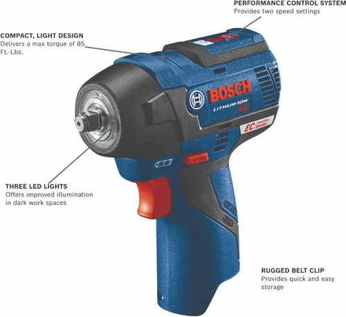 Miniatura 2 de BOSCH PS82-02 12V Max EC Kit de llave de impacto sin escobillas de 3/8 pulgadas - Compacto, ligero, 85 lb-pie de par máximo, dos configuraciones