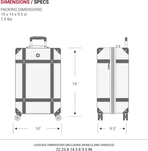 Miniatura 6 de SwissGear 7739 - Maletín rígido con ruedas giratorias, Blanco, 7739 Maletero rígido con ruedas giratorias