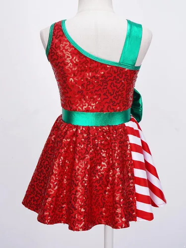 Miniatura 5 de Moily Kids Girls Christmas Dance Costume Sequins Figure Skating Dress Tutu Ballet Leotard Holiday Party Fancy Dress