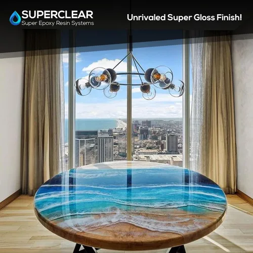 Miniatura 5 de Superclear Resina epoxi para mesa, revestimiento protector 1:1 transparente para mesas, encimeras, encimeras, anti-amarillamiento, resistente a