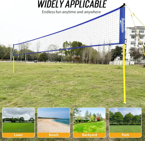 Miniatura 8 de Juego de red de bádminton portátil para exteriores de 20 pies de tamaño reglamentario para patio trasero con postes resistentes, bolsa de transporte