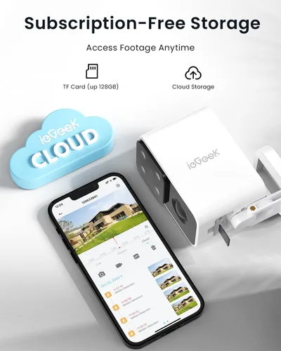 Miniatura 7 de ieGeek Cámaras de seguridad inalámbricas para exteriores con panorámica rotativa de 180°, cámaras de seguridad para el hogar, cámara WiFi 2.4G