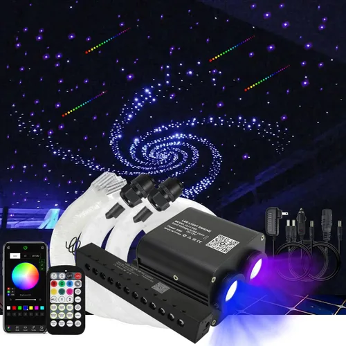 Miniatura 12 de AKEPO - Kit de luz de 20 W, RGBW, de cabezal doble, parpadeante, controlada a través de aplicación, fibra óptica, 900 unidades de fibras ópticas