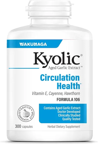 Kyolic Fórmula 106 de extracto de ajo envejecido, salud de la circulación, 300 cápsulas (el embalaje puede variar)