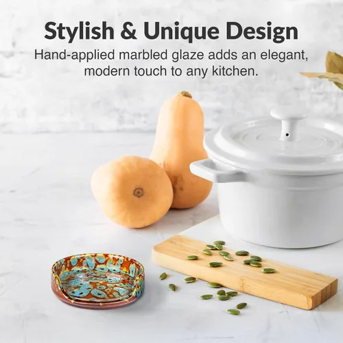Miniatura 6 de Soporte de cuchara de cerámica para encimera de cocina y estufa (turquesa mármol)