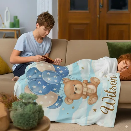 Miniatura 4 de Manta de bebé personalizada para niños y niñas, manta de bebé personalizada ultra suave y acogedora con nombre para niños pequeños, manta de cama