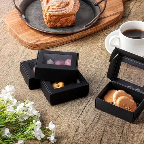 Miniatura 5 de Zonon 30 cajas de jabón para embalaje casero, mini cajas de regalo de papel kraft con ventana para panadería, dulces, jabón, embalaje de regalo