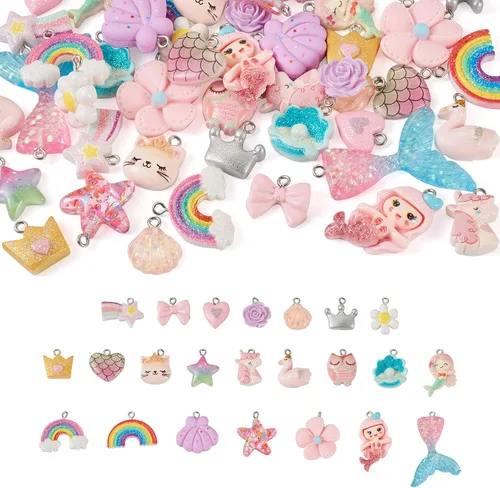 Craftdady Colgantes de Resina de Alas de Mariposa y Alas de Hada - Lindos Colgantes Colgantes de Animales y Dijes de Hongos - Dijes Degradados de