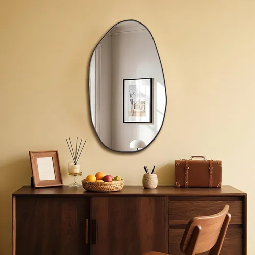 Miniatura 3 de BOMINICA Espejo de Pared Irregular Espejo Asimétrico para Baño Sala de Estar Entrada Dormitorio, 19.5" x 33.5" Negro