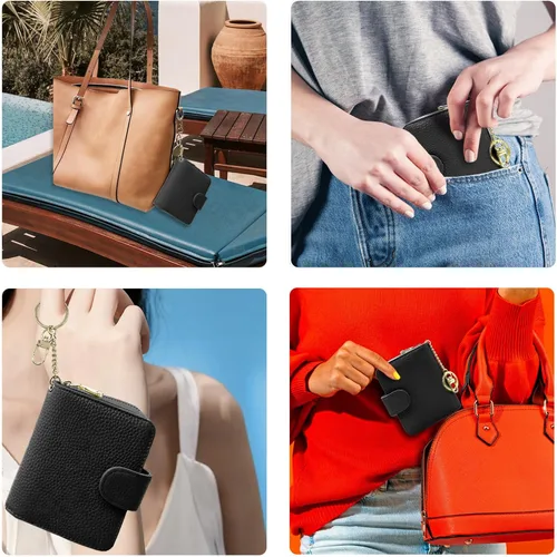 Miniatura 6 de Beurlike billetera de cuero, con tarjetero con bloqueo RFID, organizador, billetera segura para mujer
